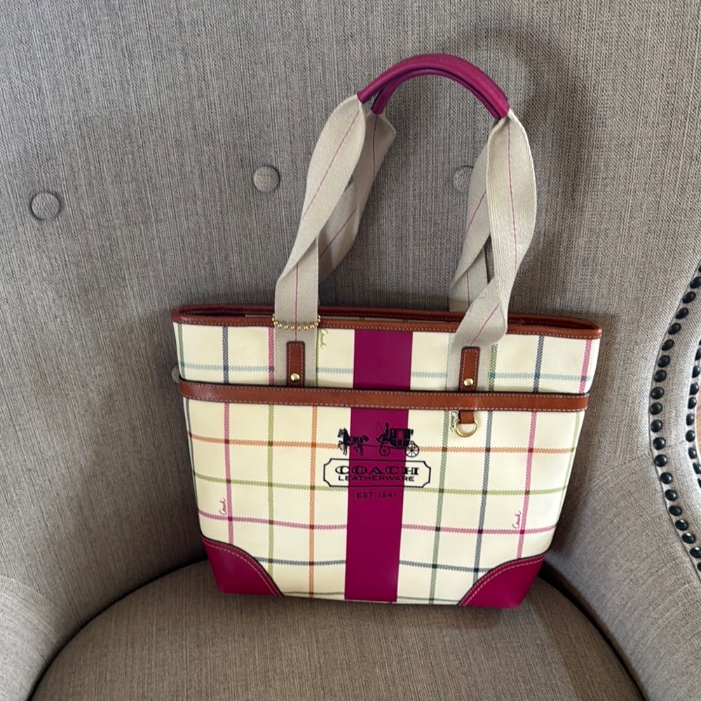 Coach Pink and Cream Women's Tote Bag